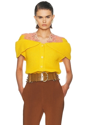 Chloe Lace Detail Sweater in Golden Bud Yellow - Yellow. Size L (also in S, M).