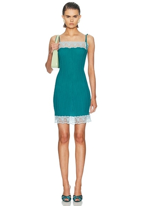 Chloe Lace Trim Midi Dress in Abyssal Green - Green. Size M (also in L).