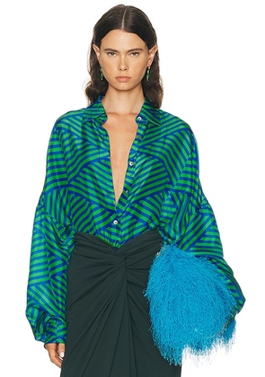 Dries Van Noten Casia Shirt in Green - Green,Blue. Size M (also in ).
