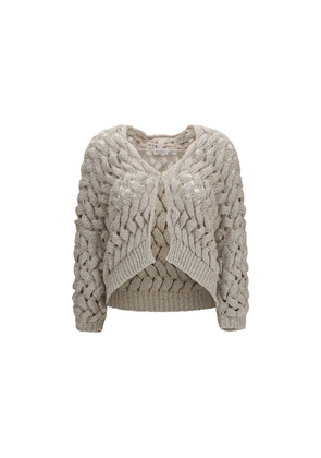 Brunello Cucinelli Beige Silk Cardigan - L