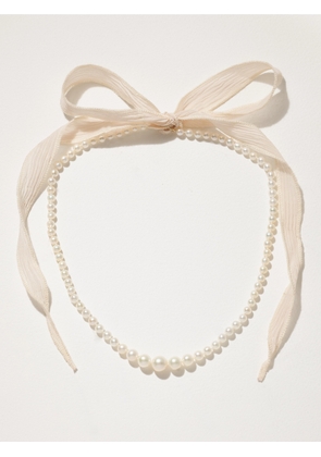 Mizuki - 14-karat Gold, Silk And Pearl Necklace - White - One size