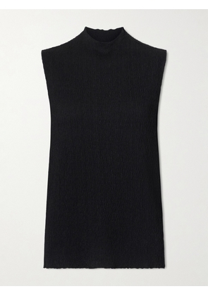 The Row - Oakson Silk Plissé Turleneck Sweater - Black - xx small,x small,small,medium,large,x large