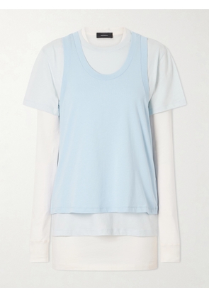 WARDROBE.NYC - Layered Cotton-jersey T-shirt - Blue - xx small,x small,small,medium,large,x large