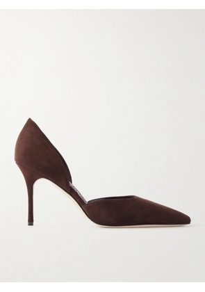 Manolo Blahnik - Talernu 90 Suede Pumps - Brown - IT36,IT36.5,IT37,IT37.5,IT38,IT38.5,IT39,IT39.5,IT40,IT40.5,IT41,IT41.5,IT42
