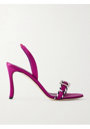 Manolo Blahnik - Sumbasan 90 Embellished Satin Sandals - Pink - IT36,IT36.5,IT37,IT37.5,IT38,IT38.5,IT39,IT39.5,IT40,IT40.5,IT41,IT41.5,IT42