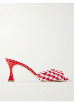 Manolo Blahnik - Jadara 70 Checked Woven Sandals - Red - IT35,IT36,IT36.5,IT37,IT37.5,IT38,IT38.5,IT39,IT39.5,IT40,IT40.5,IT41,IT41.5,IT42,IT43