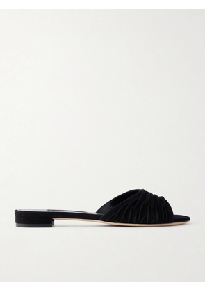 Manolo Blahnik - Pirua 10 Pleated Suede Sandals - Black - IT35,IT36,IT36.5,IT37,IT37.5,IT38,IT38.5,IT39,IT39.5,IT40,IT40.5,IT41,IT41.5,IT42