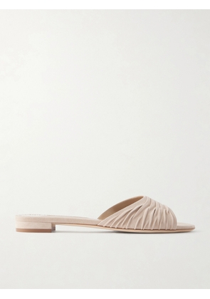 Manolo Blahnik - Pirua 10 Pleated Suede Sandals - Neutrals - IT35,IT36,IT36.5,IT37,IT37.5,IT38,IT38.5,IT39,IT39.5,IT40,IT40.5,IT41,IT41.5,IT42