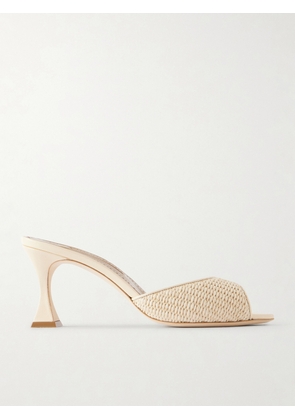 Manolo Blahnik - Jadara 70 Leather-trimmed Raffia Mules - Neutrals - IT36,IT36.5,IT37,IT37.5,IT38,IT38.5,IT39,IT39.5,IT40,IT40.5,IT41,IT41.5,IT42