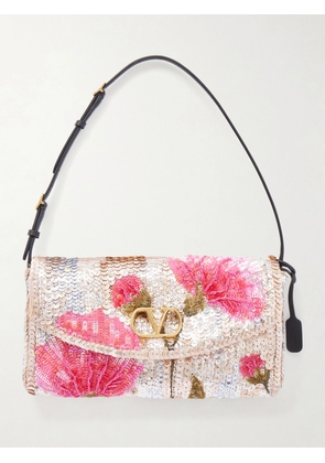 Valentino Garavani - Devain Leather-trimmed Sequined Shoulder Bag - Multi - One size