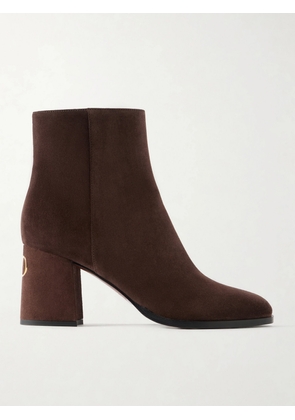 Valentino Garavani - Vlogo 80 Bootie Fawcette Suede Ankle Boots - Brown - IT37,IT37.5,IT38,IT38.5,IT39,IT39.5,IT40,IT40.5,IT41