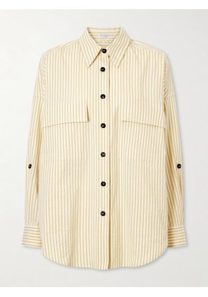 Brunello Cucinelli - Striped Printed Cotton-blend Shirt - Neutrals - xx small,x small,small,medium,large,x large