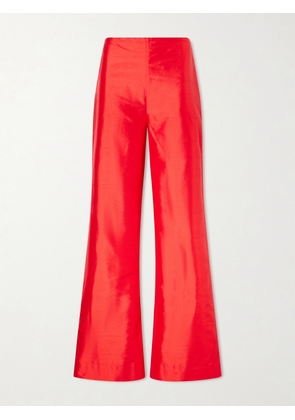 STAUD - Stroll Silk-dupioni Wide-leg Pants - Red - x small,small,medium,large,x large