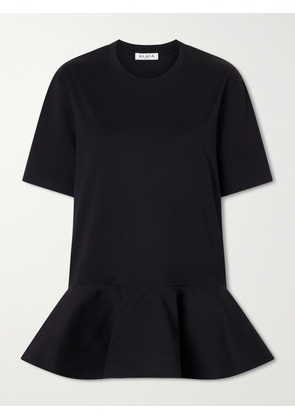 Alaïa - Peplum Cotton-jersey T-shirt - Black - FR 34,FR 36,FR 38,FR 42,FR 44