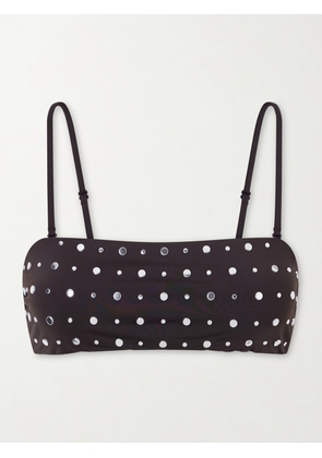 STAUD - Sara Strapless Studded Bikini Top - Brown - x small,small,medium,large,x large