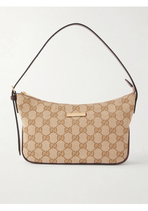 Gucci - Gg Supreme-jacquard Leather-trimmed Canvas Shoulder Bag - Neutrals - One size