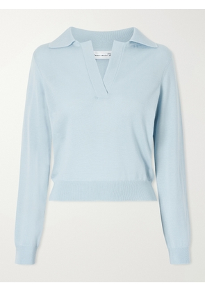 Oscar de la Renta - Wool Polo Sweater - Blue - small,medium,large,x large