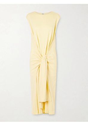 TOTEME - Tie-detailed Cotton Midi Dress - Yellow - EU 30,EU 32,EU 34,EU 36,EU 38,EU 40,EU 42
