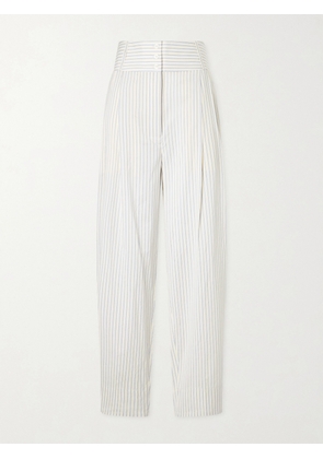 TOTEME - Pleated Striped Cotton And Silk-blend Straight-leg Pants - White - DK32,DK34,DK36,DK38,DK40,DK42