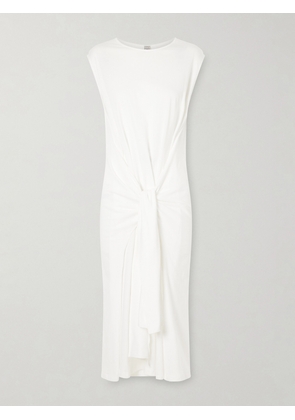 TOTEME - Tie-detailed Cotton Midi Dress - Neutrals - EU 30,EU 32,EU 34,EU 36,EU 38,EU 40,EU 42