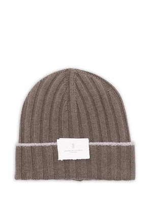 Brunello Cucinelli ribbed-knit cashmere beanie hat - Brown