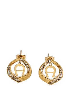 Aigner Vintage logo-pendant crystal-embellished earrings - Gold