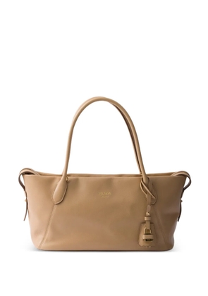 Prada large leather tote bag - Neutrals