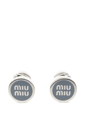 Miu Miu Pre-Owned 2010s logo enamel earrings - Silver