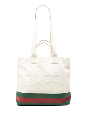 Gucci Pre-Owned 2016-2026 Canvas Web Embossed Logo Tote satchel - White