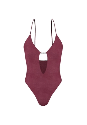 MC2 Saint Barth logo-plaque cut-out swimsuit - Red