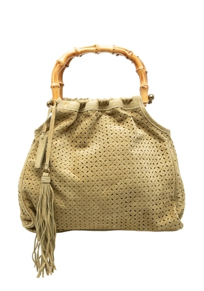 Miu Miu Pre-Owned 1993-2000 Laser Cut Suede Bamboo Top Handle Bag handbag - Neutrals