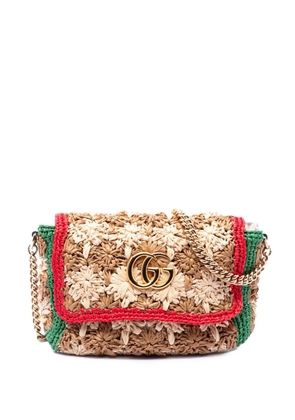Gucci Pre-Owned 2016-2026 Small GG Marmont Raffia crossbody bag - Neutrals