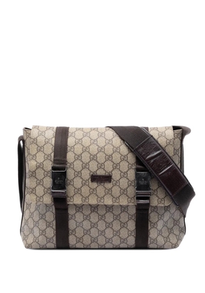 Gucci Pre-Owned 2000-2015 Large GG Supreme Double Buckle Flap Messenger Bag crossbody bag - Neutrals