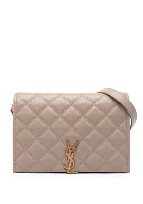 Saint Laurent Pre-Owned 2021 Mini Quilted Lambskin Becky Chain shoulder bag - Neutrals