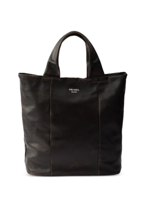 Prada distressed nappa leather tote bag - Brown