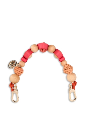 Longchamp beaded logo-charm bag strap - Neutrals