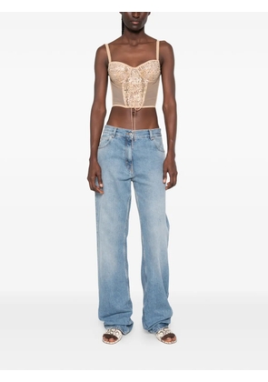 Ermanno Scervino lace-up sequin-embellished corset top - Neutrals
