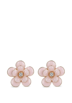 Self-Portrait crystal-embellished floral earrings - Gold