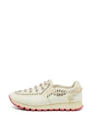 Prada Pre-Owned crystal-embellished slip-on sneakers - White