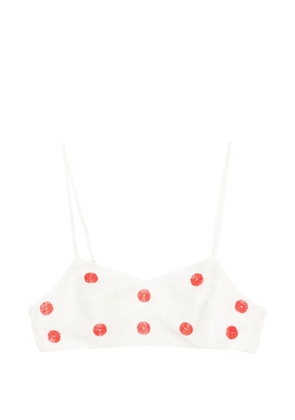 Maje x Blanca beaded polka-dot top - White