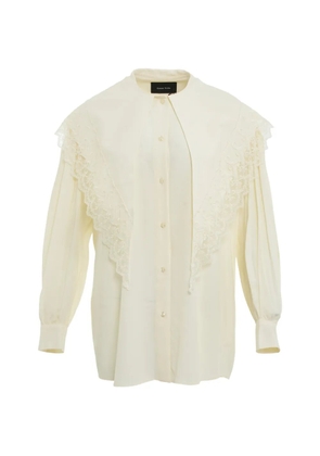 Simone Rocha lace-trim pleated-sleeve shirt - Neutrals