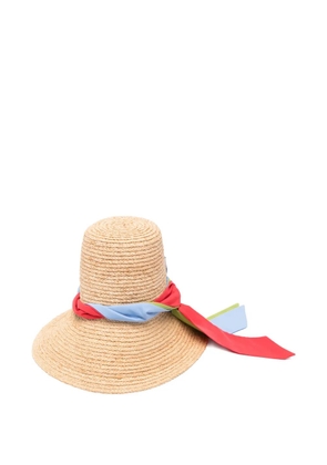 Maje raffia tie-fastening hat - Neutrals