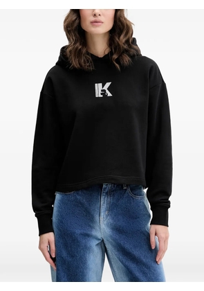 Karl Lagerfeld Jeans logo-print cropped hoodie - Black