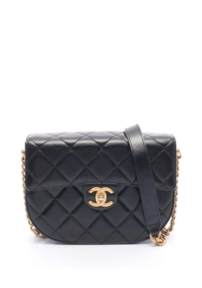 CHANEL Pre-Owned 2021-2026 Mini CC Quilted Shiny Calfskin Round Moon Messenger Flap crossbody bag - Black