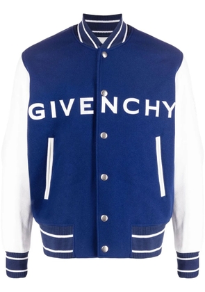 Givenchy logo-detail leather-sleeve varsity jacket - Blue