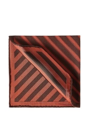 Brunello Cucinelli regimental stripe silk pocket square - Orange
