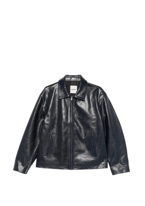 SANDRO wing-collar leather jacket - Blue