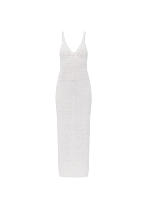Balmain crochet-knit V-neck maxi dress - White