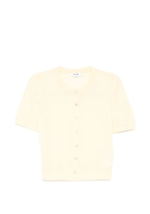 RE/DONE short-sleeve frayed-edge cardigan - Yellow