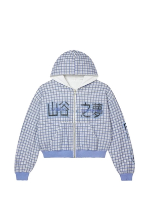 Vale check-print zip-up hoodie - Blue